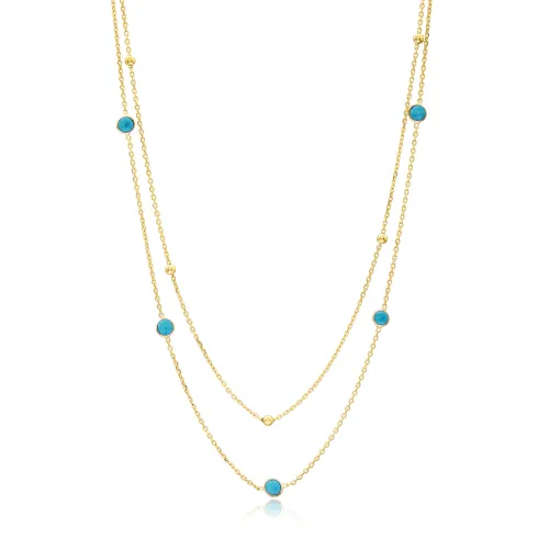 Turkish Turquoise Chain Layered 925 Silver Necklace Turkish Turquoise Chain Layered 925 Silver Necklace