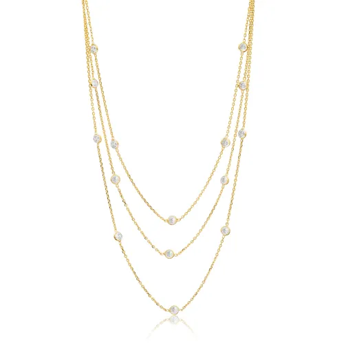 Turkish Multi Layered CZ 925 Sterling Silver Necklace Turkish Multi Layered CZ 925 Sterling Silver Necklace