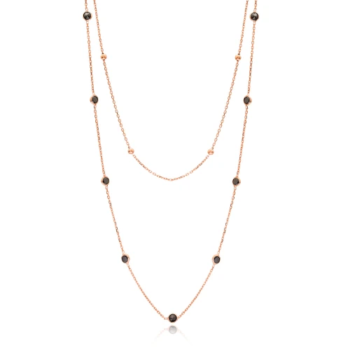 Turkish Black CZ Chain Layered Sterling Silver Necklace Turkish Black CZ Chain Layered Sterling Silver Necklace