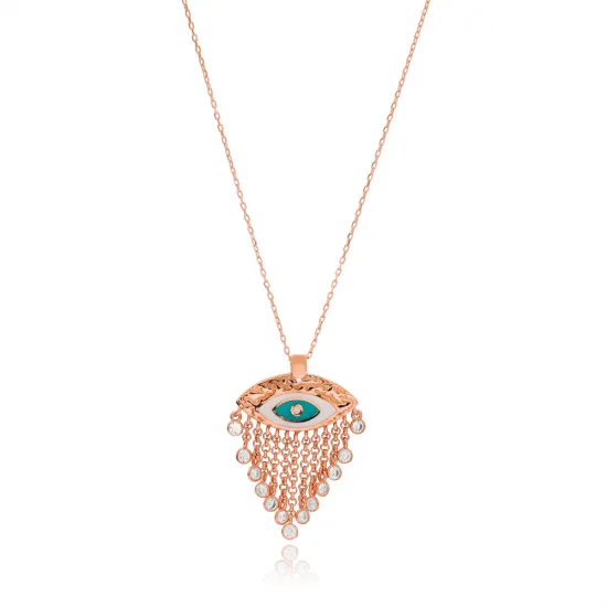 Turkish Evil Eye Tassel Sterling Silver Pendant Turkish Evil Eye Tassel Sterling Silver Pendant