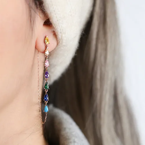 Turkish Mix Single Long 925 Sterling Silver Earrings Turkish Mix Single Long 925 Sterling Silver Earrings