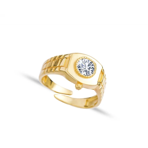Clear Round Greek Key Adjustable CZ 925 Silver Ring Clear Round Greek Key Adjustable CZ 925 Silver Ring
