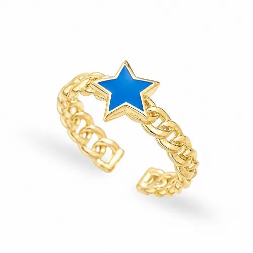 Turkish Blue Enamel Star Adjustable 925 Silver Ring Turkish Blue Enamel Star Adjustable 925 Silver Ring