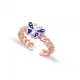 Turkish Blue Enamel Butterfly Adjustable Silver Ring