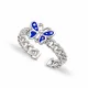 Turkish Blue Enamel Butterfly Adjustable Silver Ring