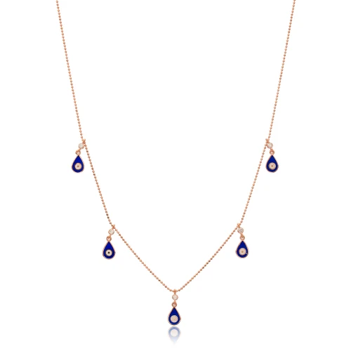Turkish Blue Enamel Drop 925 Sterling Silver Necklace