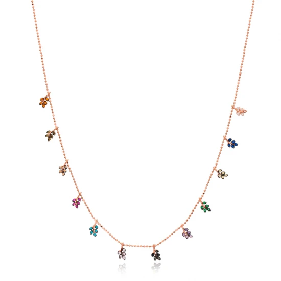 Turkish Rainbow Leaf 925 Sterling Silver Necklace - Sade 925 Silver Jewelry