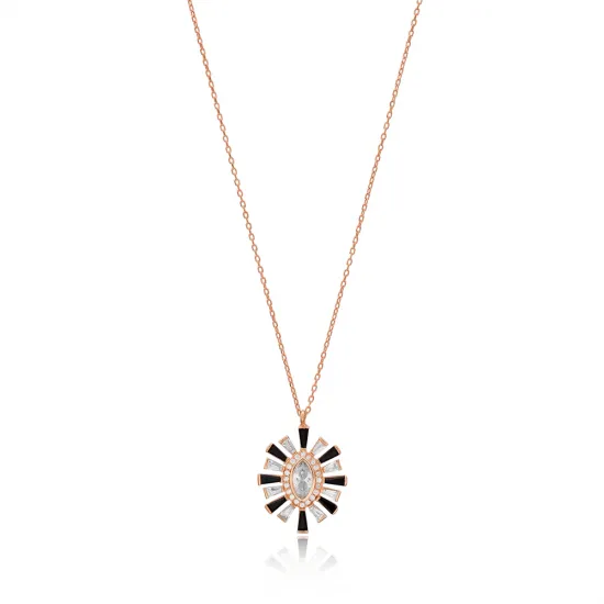 Turkish New Baguette 925 Sterling Silver Necklace Turkish New Baguette 925 Sterling Silver Necklace
