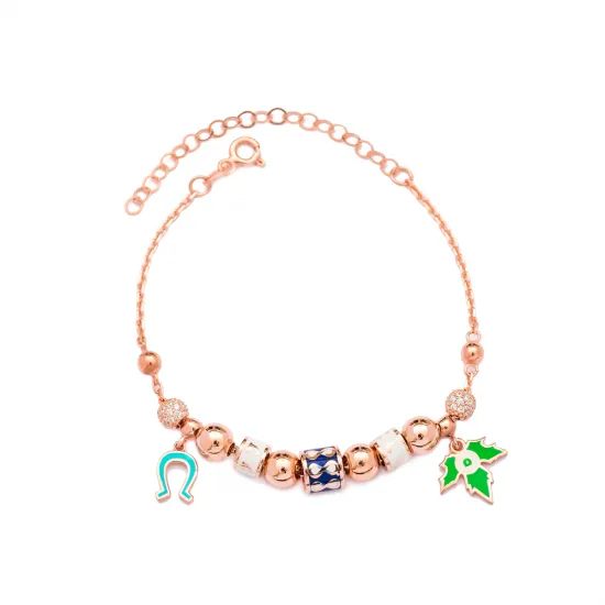 Turkish Horseshoe And Leaf 925 Sterling Silver Bracelet