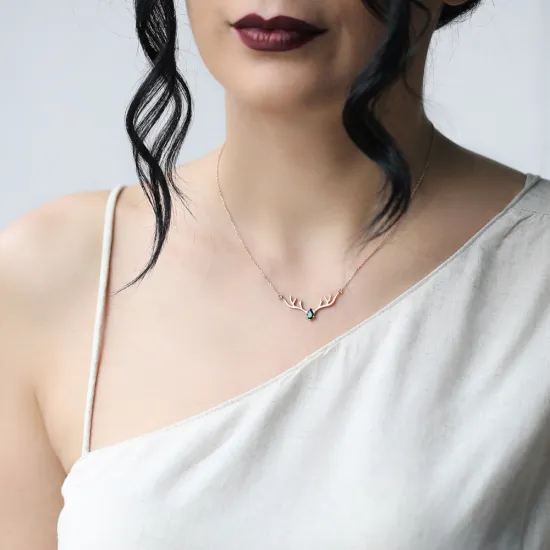Turkish Buckhorn Drop Sterling Silver Necklace