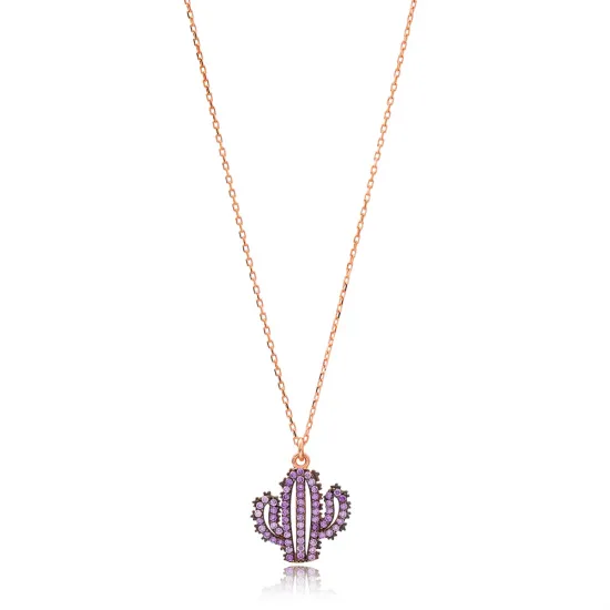 Turkish Amethyst Cactus 925 Sterling Silver Necklace