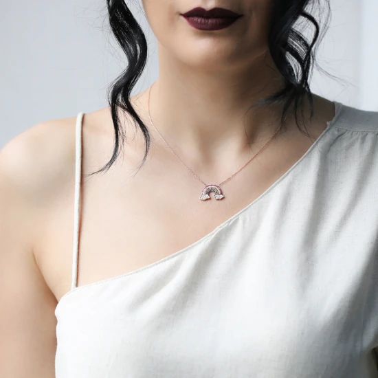 Turkish Intertwined Rainbow And Cloud Silver Necklace
