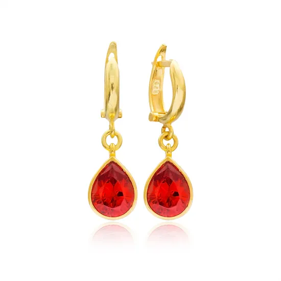 Drop Shape Garnet Stone Turkish Wholesale Handmade 925 Sterling Silver Dangle Earrings Drop Shape Garnet Stone Turkish Wholesale Handmade 925 Sterling Silver Dangle Earrings
