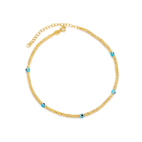 Turkish Evil Eye Beaded 925 Sterling Silver Anklet