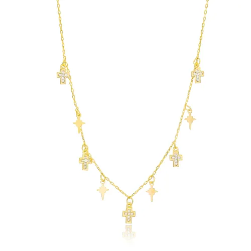 Turkish Cross And North Star Sterling Silver Necklace