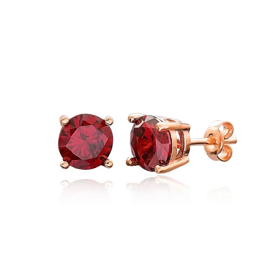 Turkish Garnet Solitaire 925 Sterling Silver Earrings Turkish Garnet Solitaire 925 Sterling Silver Earrings