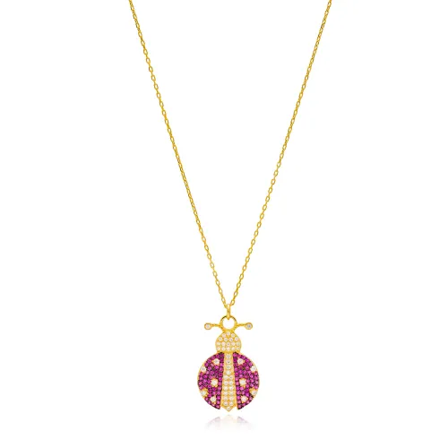 Turkish New Ladybug 925 Sterling Silver Necklace