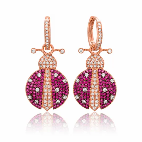 Turkish Ladybug Dangle Sterling Silver Earrings Turkish Ladybug Dangle Sterling Silver Earrings