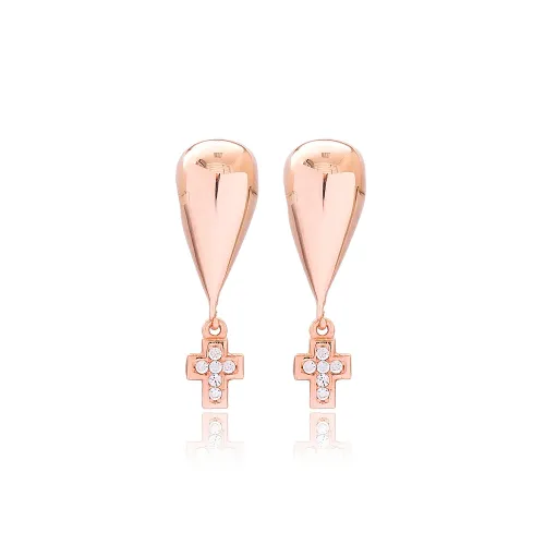 Turkish Cross CZ 925 Sterling Silver Earrings Turkish Cross CZ 925 Sterling Silver Earrings
