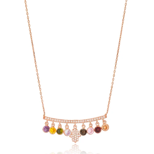 Turkish Mix And Hamsa 925 Sterling Silver Necklace