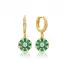 Flower Design Emerald Stone 925 Sterling Silver Wholesale Turkish Dangle Earring
