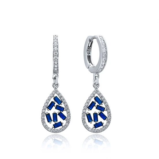 Sapphire Drop Dangle 925 Sterling Silver Earrings Sapphire Drop Dangle 925 Sterling Silver Earrings