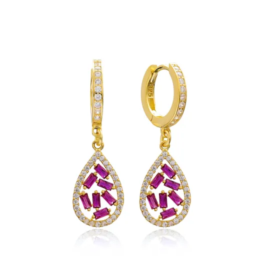 Drop Design Ruby Stone Dangle Earring Turkish Wholesale 925 Sterling Silver Jewelry Drop Design Ruby Stone Dangle Earring Turkish Wholesale 925 Sterling Silver Jewelry