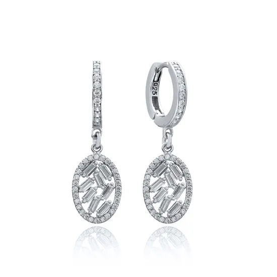 Oval Shape Ruby Dangle Sterling Silver Earrings Oval Shape Ruby Dangle Sterling Silver Earrings