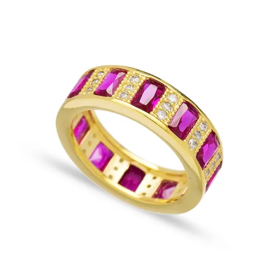 Baguette Ruby Stone Band Ring Turkish Wholesale 925 Sterling Silver Jewellery Baguette Ruby Stone Band Ring Turkish Wholesale 925 Sterling Silver Jewellery