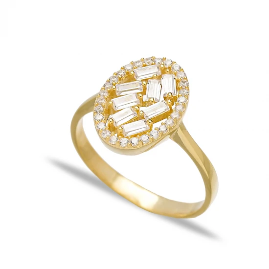 Oval CZ Baguette 925 Sterling Silver Ring Oval CZ Baguette 925 Sterling Silver Ring