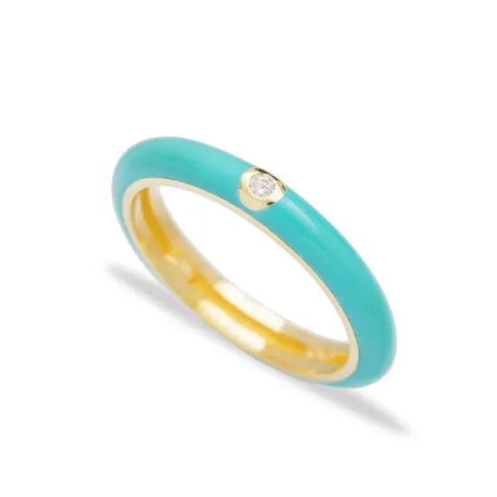 Wholesale Enamel CZ 925 Sterling Silver Ring