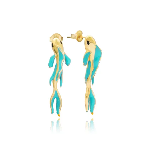 Fish Enamel 925 Sterling Silver Earrings Fish Enamel 925 Sterling Silver Earrings