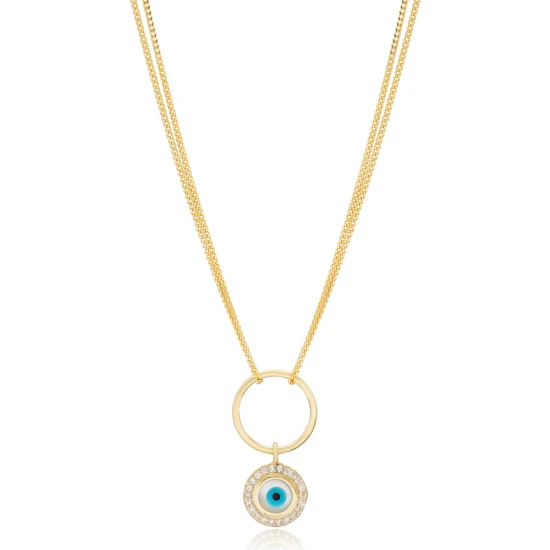 Evil Eye Hollow Choker 925 Sterling Silver Necklace | 925 Sterling Silver Wholesale | Sade Silver Evil Eye Hollow Choker 925 Sterling Silver Necklace - Sade 925 Silver Jewelry
