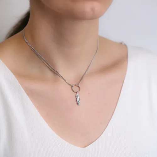 Feather Hollow Choker 925 Sterling Silver Necklace