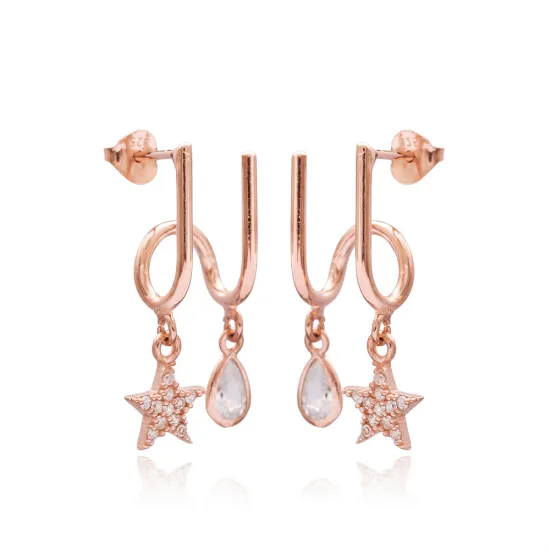 Star And Drop Two In One 925 Sterling Silver Earrings Star And Drop Two In One 925 Sterling Silver Earrings