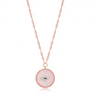 Enamel Medallion Eye 925 Sterling Silver Necklace