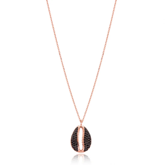 Seashell Black CZ 925 Sterling Silver Necklace Seashell Black CZ 925 Sterling Silver Necklace