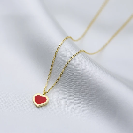 Heart Red Enamel 925 Sterling Silver Necklace Heart Red Enamel 925 Sterling Silver Necklace