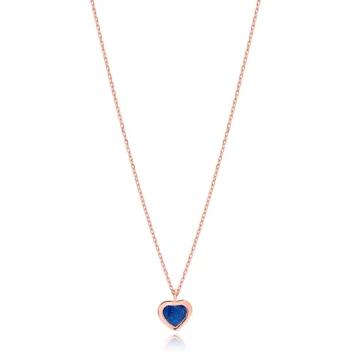 Mother Of Pearl Enamel Heart Sterling Silver Necklace