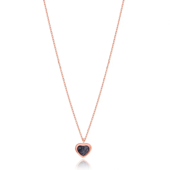 Mother Of Pearl Black Enamel Heart 925 Silver Necklace Mother Of Pearl Black Enamel Heart 925 Silver Necklace