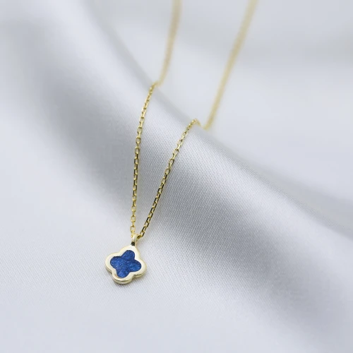 Clover Mother Of Pearl Enamel Sterling Silver Necklace