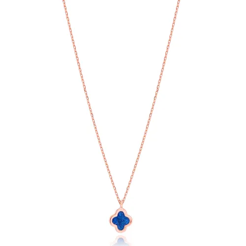 Clover Mother Of Pearl Enamel Sterling Silver Necklace
