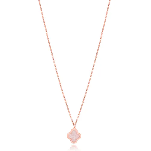 Mother Of Pearl Clover Enamel Sterling Silver Necklace