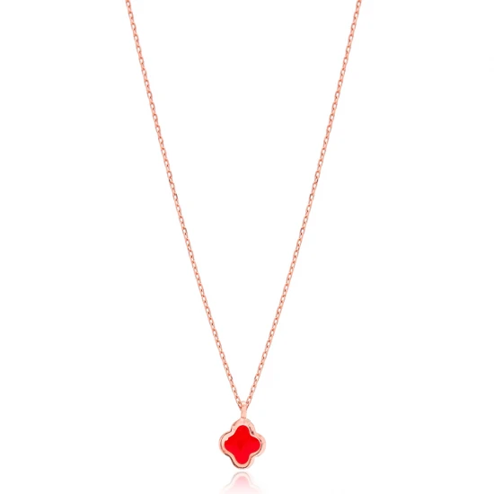 Red Enamel Clover 925 Sterling Silver Necklace Red Enamel Clover 925 Sterling Silver Necklace