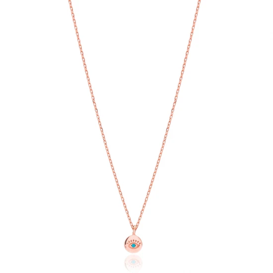 Minimal Round Evil Eye 925 Sterling Silver Necklace Minimal Round Evil Eye 925 Sterling Silver Necklace