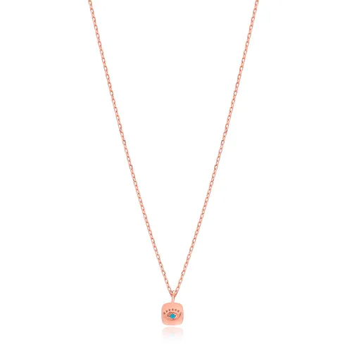 Minimal Square Evil Eye 925 Sterling Silver Necklace