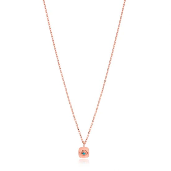 Minimal Square Evil Eye 925 Sterling Silver Necklace