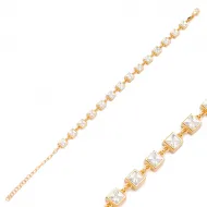 Square Design Charm CZ Stone Tennis Bracelet Wholesale Turkish 925 Sterling Silver Jewelry