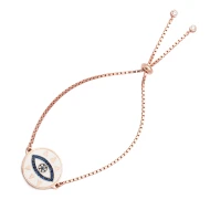 Evil Eye White Enamel Adjustable 925 Silver Bracelet