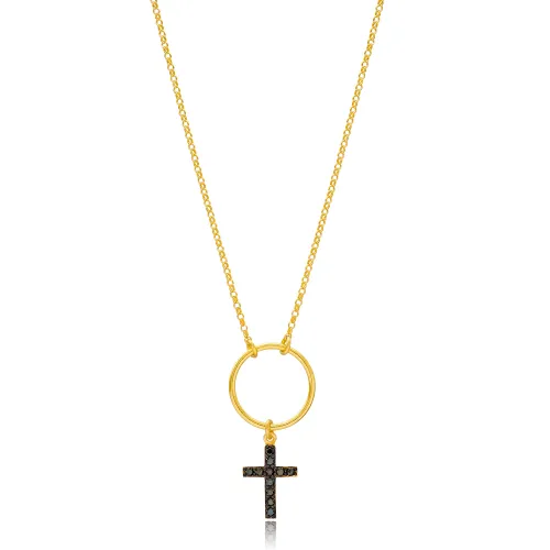 Black Cross Hollow 925 Sterling Silver Pendant Black Cross Hollow 925 Sterling Silver Pendant